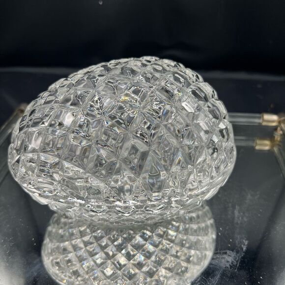 Large Vintage Diamond Cut Crystal Glass Egg Candy/ Trinket Dish- Jeanette Curios - Picture 1 of 4